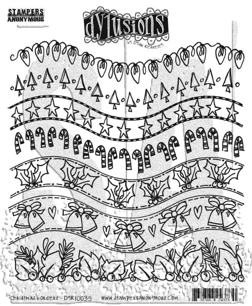 Dyan Reaveley's Dylusions Cling Stamp Collections 8.5"X7"-Christmas Borders